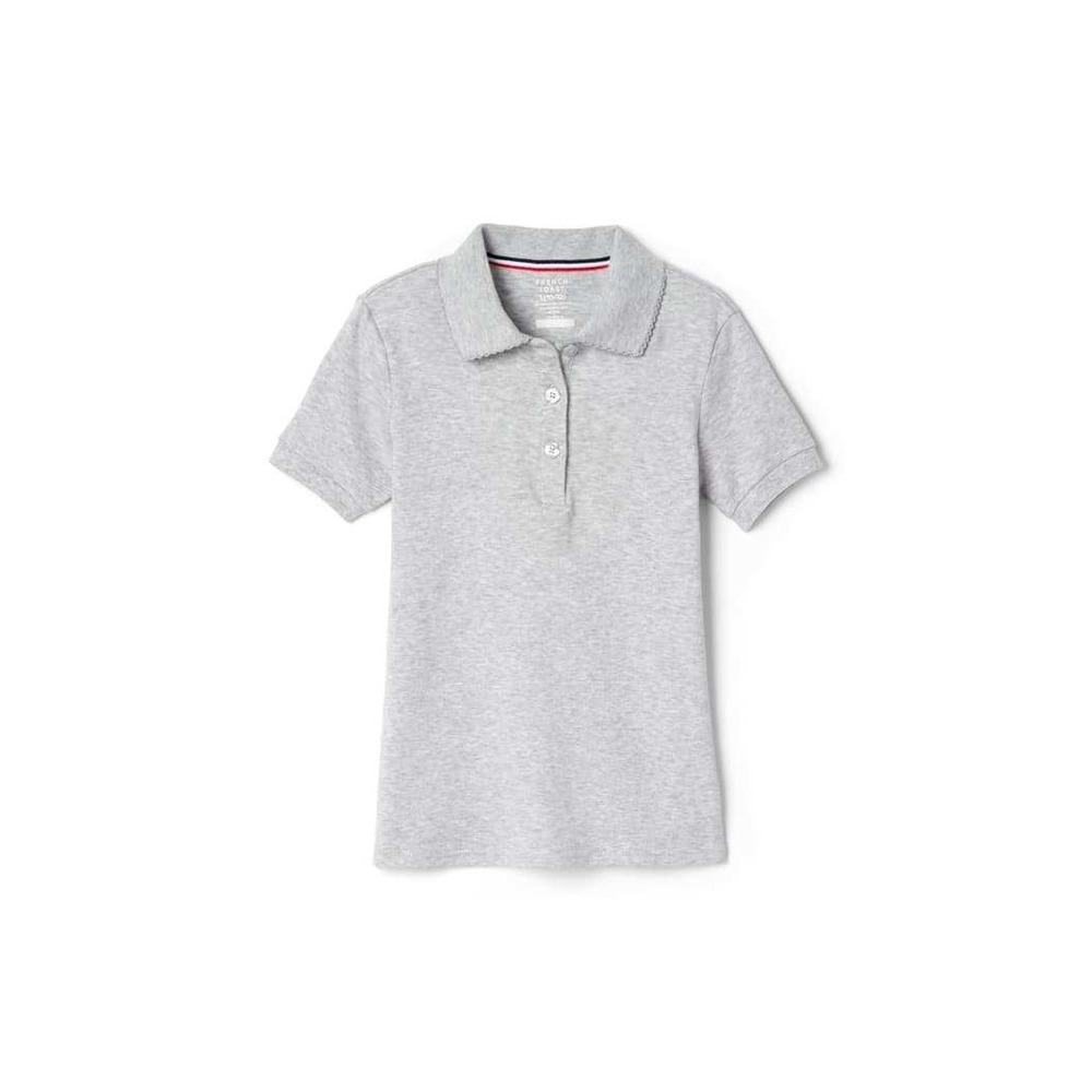 French Toast Kids Grey Short Sleeve Picot Collar Interlock Polo Shirt  XS 4/5